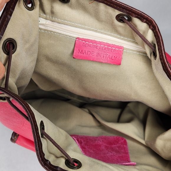 Stunning Pink Leather Backpack Made in Italy - Picture 6 of 7